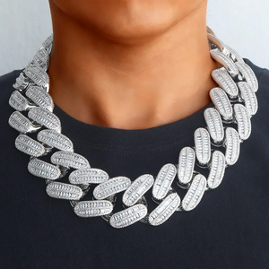 Chaîne cubaine Hip Hop en argent 925 de 20 mm, sertie de pierres, livraison rapide, design unique, personnalisable, certificat GRA, colliers en moissanite - Product Image 2