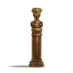 Sculpture de pilier Ashoka, 1 pied, couleur bronze antique - Product Image 1