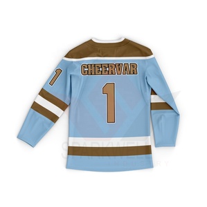 Camiseta de Hockey sobre Hielo Personalizada, Cuello Redondo, Manga Larga, Sublimada, Transpirable, con Logotipo Frontal, de Secado Rápido, Unisex, para Adultos - Product Image 3