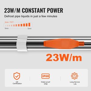 Cable Calefactor para Tuberías de 60 Pies y 7W/FT con Termostato Integrado, Cable FEP Impermeable para Protección de Mangueras de PVC y Metal, Cinta Térmica de 7W/FT para Tuberías - Product Image 3