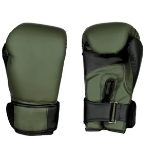 Guantes de Boxeo de Cuero Verde para Adultos, Equipo de Entrenamiento de Artes Marciales con Correa de Muñeca Ajustable de Velcro - Product Image 1