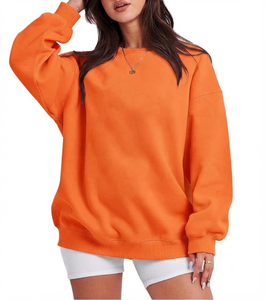 <b>Top</b> Quality Women's Knitted Regular Length Full Sleeves Orange Color Oversized <b>Mock</b> <b>Neck</b> Casual Style Anti-Shrink Sweatshirt - Product Image 1