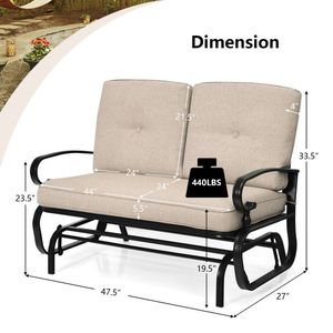 Dondolo da Giardino a 2 Posti con Cuscini Confortevoli, Altalena Sospesa per Esterni - Product Image 3