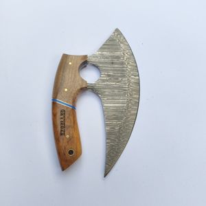 Cuchillo de chef Ullu hecho a mano de acero de Damasco, cuchillo de cocina Ullu con mango de madera y funda de cuero. - Product Image 1