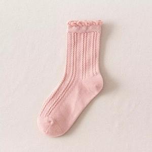 Solid Color Vertical Stripes Crew <b>Socks</b> Women Sweet Girl Cotton <b>Soft</b> - Product Image 1