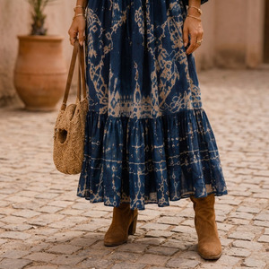 Custom Boho <b>Dress</b> Breathable Vicose Rayon Woven Fabric Soft Touch Anti Pilling Design - Product Image 6