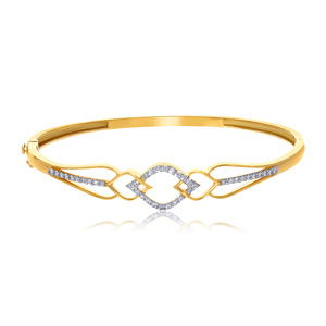 Elegant Gold Diamond Interlocking <b>Bangle</b> <b>Bracelet</b> - Product Image 2