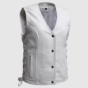 Gilet de motard en cuir véritable de qualité professionnelle, sans manches, vêtements de moto, fabrication OEM - Product Image 6