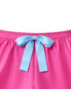 Custom Pink Blue Satin Women Pajama Set Silk Sleepwear <b>Spaghetti</b> <b>Strap</b> Cami And Shorts Soft Luxury Nightwear Summer Lounge Set - Product Image 6