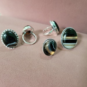 Best Quality Oval Black Suleimani Hakik Agate Stone <b>Ring</b> Polished Natural Gemstone Bulk Jewelry Craft from an <b>Indian</b> Wholesale - Product Image 2