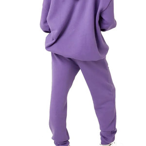 Ensemble de survêtement pour femme, sweat-shirt à col rond uni, pantalon à cordon de serrage long, coupe décontractée, vêtements d'automne, 100% polyester - Product Image 4