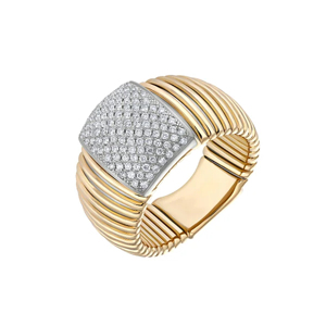 Luxury Women's 18K <b>Gold</b> <b>Cocktail</b> <b>Ring</b> With Round Brilliant Cut Diamond Geometric Design Party Jewelry - Product Image 1