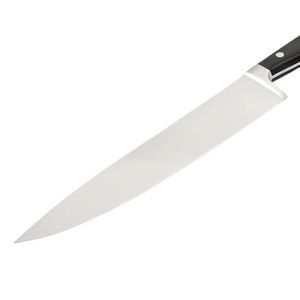 Couteaux de chef de cuisine noirs à triple rivet avec lame de coupe large argentée, embout métallique et poignée incurvée pour la préparation des aliments - Product Image 2