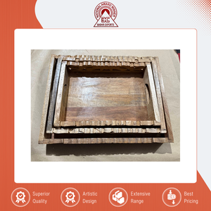 Bandeja de Servir Rectangular de Bambú Hecha a Mano en India, Diseño Atractivo, Calidad Estándar, en Oferta a Bajo Precio - Product Image 4