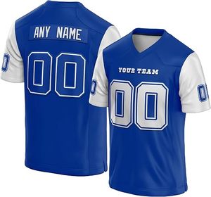 Custom <b>Men's</b> Blue Football Jersey Crew Neck Sleeveless Team Numbers Print Plus Size - Product Image 1