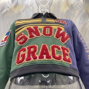 เสื้อแจ็คเก็ตแขนยาวสีสันตัดกัน Snowgrace ปักโลโก้ ปกคอพับ ทรงปกติ เสื้อผ้าสำหรับผู้ใหญ่แบบยูนิเซ็กส์ - Product Image 5