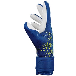Gants de gardien de but de football bleu vert néon, en PU, antidérapants, avec sangle de poignet réglable, respirants, unisexes - Product Image 3