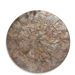 Plato base redondo de madera con incrustaciones artesanales de nácar, con forma de concha marina, decorativo, para hoteles y decoración de mesa. - Product Image 6