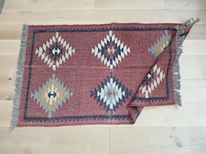 Alfombra Kilim Hecha a Mano con Patrón Geométrico, de Lana y Acrílico, Rectangular, Tejido Plano, para Pasillo - Product Image 2