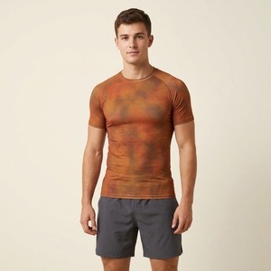 Custom Front <b>Logo</b> Sporty Fitted Athletic Training Compression Shirt Men Half Sleeve Performance Fitness Activewear Clothing - Product Image 1