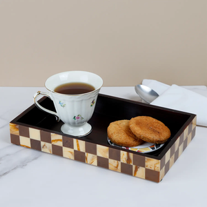Plateau de service carré en résine polie jetable, pour la décoration intérieure et le service alimentaire, plateau à charcuterie, design classique indien, en stock - Product Image 5