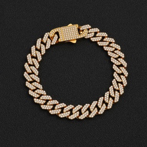 Bracelet gourmette cubaine en argent 925 plaqué or avec diamants de laboratoire, chaîne Miami Curb Iced Out pour homme, bijoux de luxe Hip Hop - Product Image 3