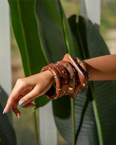 Thick Premium Natural Wood Bangle <b>Bracelet</b> with Striped Design Polished Finish Antique Imitation Round Shape - Product Image 1