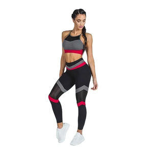 Ensemble de sport d'entraînement de gymnastique sans couture pour femmes de grande taille 2 pièces vêtements de Fitness et de Yoga à motif solide - Product Image 1