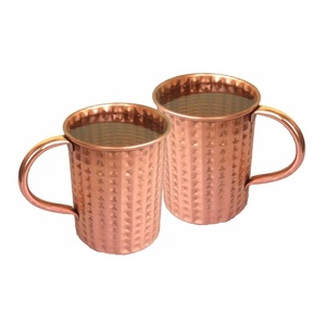 Minimalist Pure <b>Copper</b> Mug Set Textured Moscow Mule Glasses 2 Piece Tapered Drinking <b>Cup</b> Studded Highball Beer Stein - Product Image 1