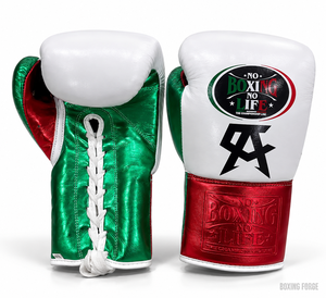 No Boxing No Life Boxing Gloves White Green Red cow hide Leather <b>Lace</b>-Up Full Finger Adult Training Gear best for gyms - Product Image 1