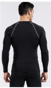 HAWK SPORTS INDUSTRIES Haut de sport à manches longues en polyester tricoté pour homme, col rond, couleur unie, séchage rapide, couche de base sportive 140g - Product Image 3