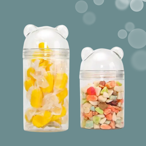 10.000 pcs New Sample Square <b>Plastic</b> Candy <b>Jar</b> with Bear Lid Transparent PET Food Storage <b>Jar</b> for Snack 200ml/300ml/380ml - Product Image 6