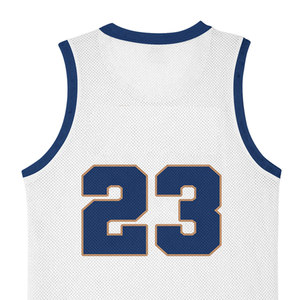 Camiseta de Baloncesto Personalizada con Impresión 3D, Malla sin Mangas, Blanca y Azul, Número 23, Unisex, Adulto, Transpirable, Cuello Redondo - Product Image 3