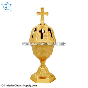 Quemador de Incienso de Latón con Diseño de Cruz |   Quemador de Incienso Decorativo para Iglesia – Export Corporation - Product Image 2