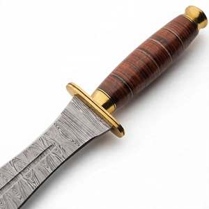 Ouvre-lettre de bureau artisanal en acier Damas avec manche en cuir empilé, outil de papeterie - Product Image 2
