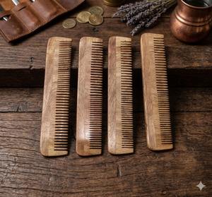 Peigne à cheveux en bois de neem naturel 17 cm, fait main, antistatique, écologique, pour hommes et femmes, prix de gros - Product Image 1