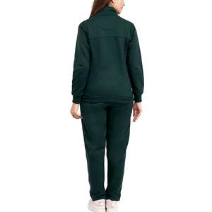 Best Women's Dark Green Tracksuit Set Full <b>Zip</b> <b>Hooded</b> Jacket Side Pockets Long Sleeve Pants Casual Autumn Wear 100 Polyester - Product Image 5