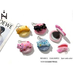 Portamonete a Specchio Happy Cat 10cm, Portachiavi in Peluche con Specchio per Donne e Ragazze - Product Image 3