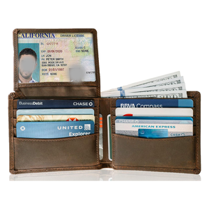 Men's Top Grain Leather <b>RFID</b> <b>Blocking</b> Bifold <b>Wallet</b> Slim Design 8 Card Slots 2 ID Windows Extra Capacity Ultra Strong Stitching - Product Image 2