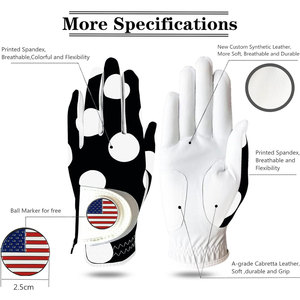 Ensemble de gants de golf haut de gamme pour femmes avec marqueur de balle, en cuir imprimé toutes saisons, options main gauche et droite, Mod Dot - Product Image 2