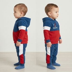 Color Block Fashion Two Toned Tracksuit Fleece Cotton Jogging Sportswear Kids <b>Boys</b> Hooded Trouser 2pcs Track Suit Sweat suits - Product Image 6