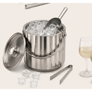Wholesale Double Wall Stainless Steel Ice <b>Bucket</b> with Lid and Tongs Fluted Wine <b>Champagne</b> Chiller <b>Bucket</b> for Bar Hotel Party - Product Image 2