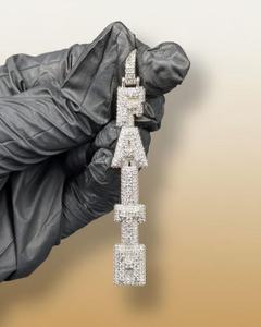 Colgante de Letra Personalizado Iced Out de Plata de Ley 925 con Moissanita VVS, Estilo Hip Hop, Colgante Vertical Iced Out, Dijes - Product Image 3