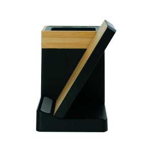 Bamboo Desktop Pen Holder with Wireless Charger Minimalist Office Organizer Rectangle Shape <b>Tabletop</b> Mount <b>Storage</b> Rack - Product Image 5