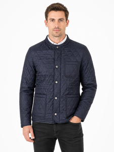 Navy Blue Quilted <b>Jacket</b> <b>Men</b> <b>Lightweight</b> Diamond Stitch Winter <b>Jacket</b> Premium Casual Outerwear Stylish Snap Button <b>Jacket</b> Modern - Product Image 1
