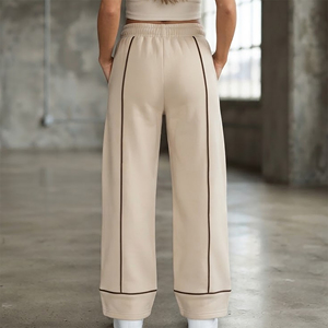 Pantalones Deportivos Holgados de Felpa 100% Algodón a Precio de Mayoreo, Diseño con Ribetes, Ropa Deportiva para Gimnasio y Entrenamiento, Estilo Holgado para Mujer - Product Image 3