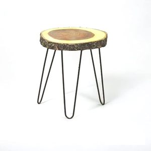 <b>Wood</b> <b>Slice</b> Side Table Hairpin Leg End Table Rustic Accent Stool for Living Room Decor - Product Image 1