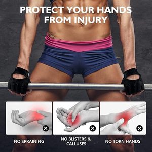 Gants d'entraînement pour le fitness, accessoires de sport élégants, demi-doigts, support de poignet, légers, respirants, fermeture à lacets - Product Image 5
