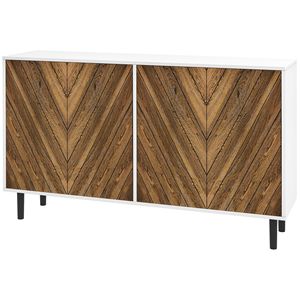 Contemporary Brown <b>Sideboard</b> Cabinet with 4 Chevron Doors Adjustable Shelves for <b>Kitchen</b> Dining Living Room Farmhouse/Villa - Product Image 1