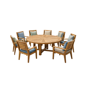 Juego de Mesa y Sillas de Comedor Redondas de Teca Moderna de Lujo ARTERRA con Cojines para Cafetería, Restaurante, Hotel - Product Image 1